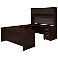 Bush Business Furniture 72"W Bow-Front U-Shaped Corner Desk With Hutch And Storage, Mocha Cherry, Standard Delivery