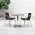 Flash Furniture Lila 3-Piece 27-1/2" Round Aluminum Indoor/Outdoor Table Set With Rattan Chairs, Dark Brown 1 thumbnail image