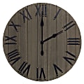Elegant Designs Handsome Rustic Farmhouse Wood Wall Clock, 21", Rustic Gray