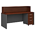Bush Business Furniture Components 72"W x 30"D Reception Desk With Mobile File Cabinet, Hansen Cherry/Graphite Gray, Standard Delivery