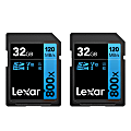 Lexar Blue High-Performance 800x SDHC/SDXC UHS-I Memory Cards, 32GB, Pack Of 2 Memory Cards