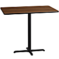 Flash Furniture Rectangular Laminate Table Top With Bar Height Table Base, 43-3/16”H x 30”W x 48”D, Walnut