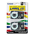 Casio® XR1WE2S Black-On-White Tapes, 0.5" x 26', Pack Of 2
