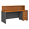 Bush Business Furniture Components 72"W x 30"D Reception Desk With Mobile File Cabinet, Natural Cherry/Graphite Gray, Standard Delivery