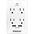Stanley SurgeQuad 33202 4 AC Outlet And 2 USB Wall Tap, White