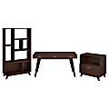kathy ireland® Office by Bush Business Furniture Centura 60"W Writing Desk With Lateral File Cabinet And Bookcase, Century Walnut, Standard Delivery