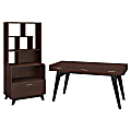 kathy ireland® Office by Bush Business Furniture Centura 60"W Writing Desk With Lateral File Cabinet And Bookcase Hutch, Century Walnut, Standard Delivery
