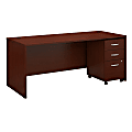 Bush Business Furniture Components 72"W x 30"D Office Desk With Mobile File Cabinet, Mahogany, Standard Delivery