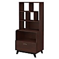kathy ireland® Office by Bush Business Furniture Centura 30"W Lateral 1-Drawer File Cabinet With Bookcase Hutch, Century Walnut, Standard Delivery