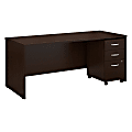 Bush Business Furniture Components 72"W x 30"D Office Desk With Mobile File Cabinet, Mocha Cherry, Standard Delivery