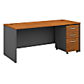 Bush Business Furniture Components 72"W x 30"D Office Desk With Mobile File Cabinet, Natural Cherry/Graphite Gray, Standard Delivery