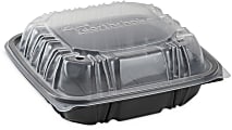 Pactiv Evergreen EarthChoice® Vented Dual-Color Microwavable Hinged-Lid Containers, 1-Compartment, Black/Clear, Pack Of 150 - DC858100B000 1 thumbnail image