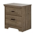 South Shore Versa 2-Drawer Nightstand, 25-1/4"H x 23"W x 17-3/4"D, Weathered Oak 1 thumbnail image