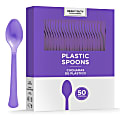 Amscan 8018 Solid Heavyweight Plastic Spoons, Purple, 50 Spoons Per Pack, Case Of 3 Packs
