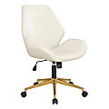 Office Star™ Reseda Ergonomic Faux Leather Mid-Back Office Chair, White/Gold