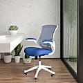Flash Furniture Mesh Mid-Back Swivel Task Chair With Flip-Up Arms, Blue/White