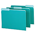 Pendaflex® Color Interior File Folders, 1/3 Cut, Letter Size, Aqua, Pack Of 100