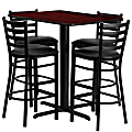 Flash Furniture Rectangle Table And 4 Ladder-Back Bar Stools, 42"H x 24"W x 42"D, Mahogany/Black 1 thumbnail image