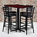 Flash Furniture Rectangle Table And 4 Ladder-Back Bar Stools, 42"H x 24"W x 42"D, Mahogany/Black