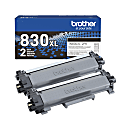 Brother® Genuine TN830XL2PK Black High Yield Toner Cartridges, Pack Of 2