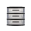 Inval 3-Drawer Storage Cabinet, 6-5/16" x 6-15/16", Clear/Black