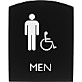 Lorell Arched Men's Handicap Restroom Sign - 1 Each - Men Print/Message - 6.8" Width x 8.5" Height - Rectangular Shape - Surface-mountable - Easy Readability, Braille - Plastic - Black