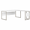 Bush Business Furniture Hybrid 72"W L-Shaped Corner Desk Table With Metal Legs, White, Standard Delivery