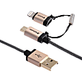 Verbatim Sync/Charge Lightning/Micro-USB Data Transfer Cable - 3.92 ft Lightning/Micro-USB Data Transfer Cable for iPhone, iPod - First End: Lightning - Second End: Micro USB - MFI - Black - 1