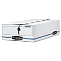 Bankers Box® Liberty® Corrugated Storage Boxes, 4 1/4" x 9 1/4" x 15", White/Blue, Case Of 12