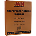 JAM Paper® Color Multi-Use Card Stock, Copper Metallic, Letter (8.5" x 11"), 80 Lb, Pack Of 25