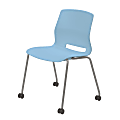 KFI Studios Imme Stack Chair With Caster Base, Sky Blue/Silver