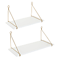 Kate and Laurel Vista Wall Shelves, 9-3/4”H x 24”W x 9-1/2”D, White, Set Of 2 Shelves