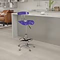 Flash Furniture Vibrant Chrome Drafting Stool with Tractor Seat, Deep Blue/Chrome