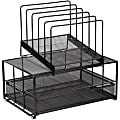 Lorell Mesh Desktop Drawer Organizer - 7 Compartment(s) - 14" Height x 9.4" Width x 15" Depth x 13.8" Length - Desktop - Black - Mesh - 1 Each 1 thumbnail image