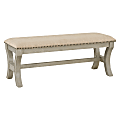 Monaco 48" Bench in Linen Fabric with White Wash Base