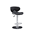 Powell Rounded Back Faux Leather Bar Stool, Black/Chrome