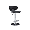 Powell Rounded Back Faux Leather Bar Stool, Black/Chrome 1 thumbnail image