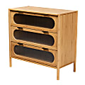 Baxton Studio Naresh 31-1/2”W Mid-Century Modern Transitional Bamboo Wood 3-Drawer Storage Cabinet, Natural Brown