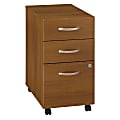 Bush Business Furniture Components 20-1/6"D Vertical 3-Drawer Mobile File Cabinet, Warm Oak, Standard Delivery