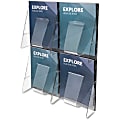 Deflect-O® Stand-Tall® Pre-Assembled Wall System, 4 Magazine Compartments, 23 1/2"H x 18 1/4"W x 2 7/8"D, Clear/Black