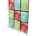 Deflecto Stand-Tall® Pre-Assembled Wall System, 9 Magazine Compartments, 35 3/4"H x 27 1/2"W x 3 3/8"D, Clear/Black