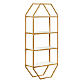 Kate and Laurel Adela Octagon Wood And Metal Shelves, 41”H x 18-1/4”W x 7-1/4”D, White/Gold, Pack Of 4 Shelves