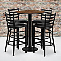 Flash Furniture Round Table And 4 Ladder-Back Bar Stools, 42”H x 30”W x 30”D, Walnut/Black