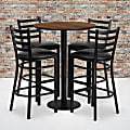 Flash Furniture Round Table And 4 Ladder-Back Bar Stools, 42”H x 30”W x 30”D, Walnut/Black 1 thumbnail image