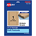Avery® Printable Postcards, 95280-KMC50, Rectangle, 6" x 11", Kraft Brown, Pack Of 50 1 thumbnail image