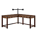 Office Star™ Baton Rouge 60"W L-Shaped Computer Desk With Dual-Monitor Mount, Brushed Walnut 1 thumbnail image