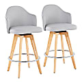 LumiSource Ahoy Fabric Counter Stools, Natural/Light Gray, Set Of 2 Stools