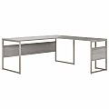 Bush® Business Furniture Hybrid 72"W x 30"D L-Shaped Table Desk With Metal Legs, Platinum Gray, Standard Delivery