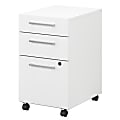 Bush Business Furniture 400 20-1/6"D Vertical 3-Drawer Mobile File Cabinet, White, Delivery