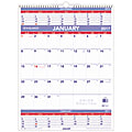 AT-A-GLANCE® 3-Month Wall Calendar, 22" x 29", 30% Recycled, January–December 2017